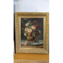 Groot bloemenschilderij van George Duval 1875-1960