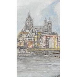 Olieverf schilderij Amsterdam Nicolaaskerk Schreierstoren