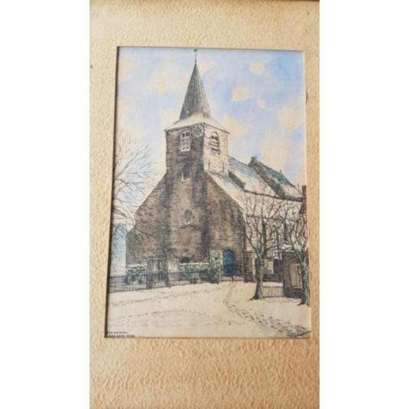 org. aquarel St. Annakerk Eck en Wiel gesigneerd