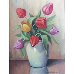 Huibert Schallenberg H Schilderij Bloemstilleven Tulpen Vaas