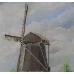 Jan de Waard: Mooie pastel van een molen uit 1937