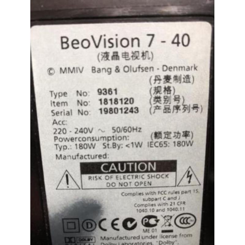 B&O Beovision 7-40 incl. DVD en elektrische draai-kantelvoet